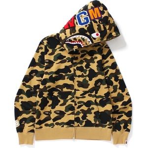 Bape 1st Camo Shark Full Zip Hoodie Yellow